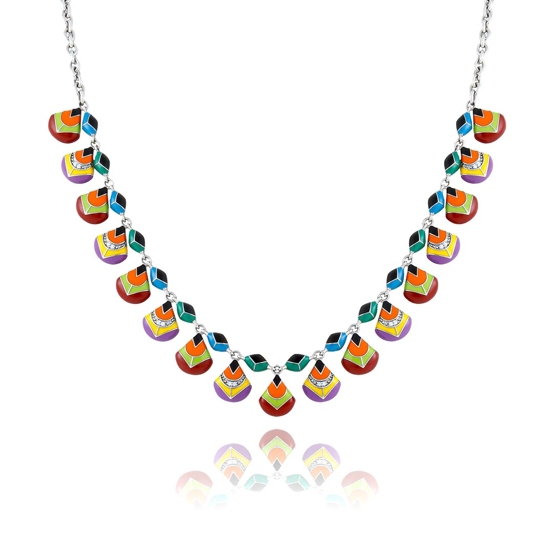 Collier UNASTORIA - Paon, Argent et Zircons (CL121230)