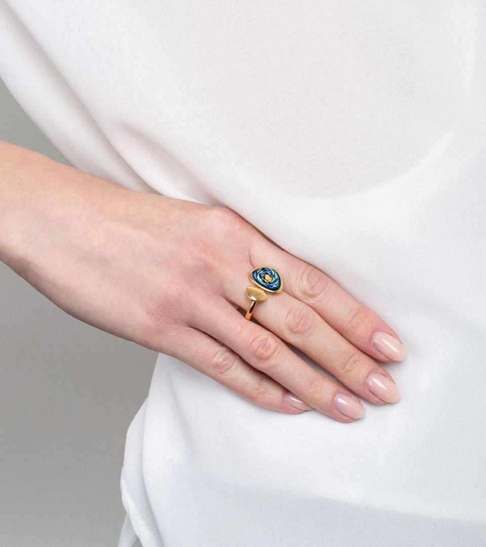 Bague Freywille - Open Pebble Vincent van Gogh Éternité, Plaqué or jaune (VG412PE2/403)