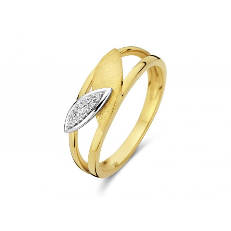 Bague anneaux multiples - Or Jaune et Blanc, Diamants (GR4858BB)