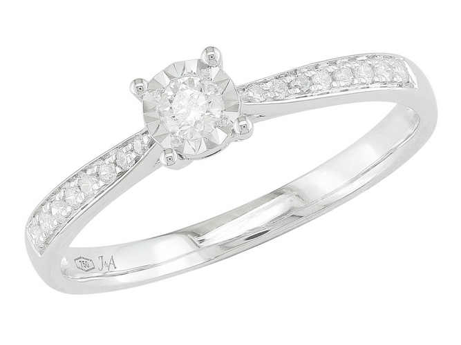 Bague avec motif - Or Blanc, Diamants (J&A6567)