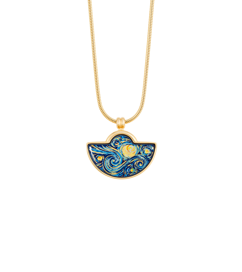 Collier Freywille - Demi-lune Vincent van Gogh , Plaqué or jaune (VG-493S/323+S1-45)
