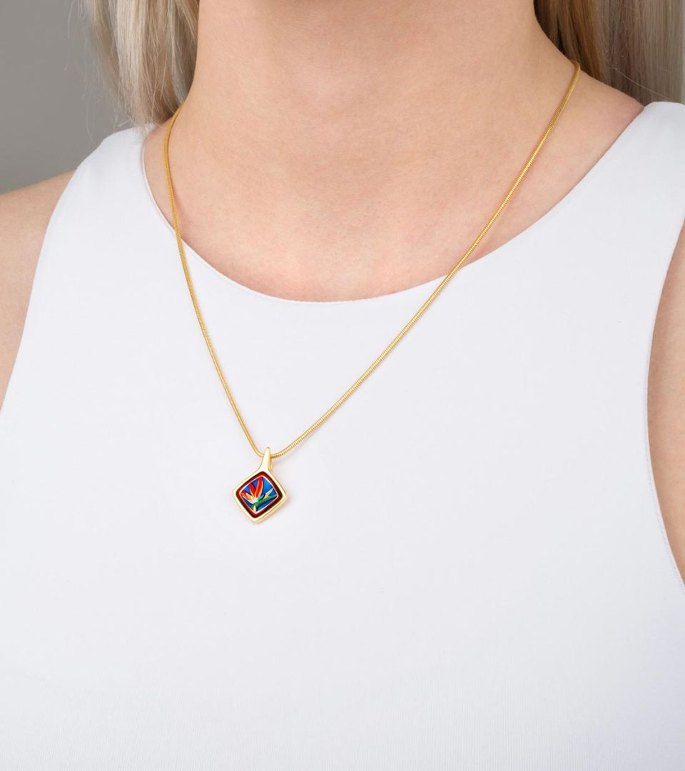 Pendentif Freywille - Carré Frida Kahlo ¡VIVA LA VIDA! , Plaqué or jaune (FK493CR1/1 RE1)