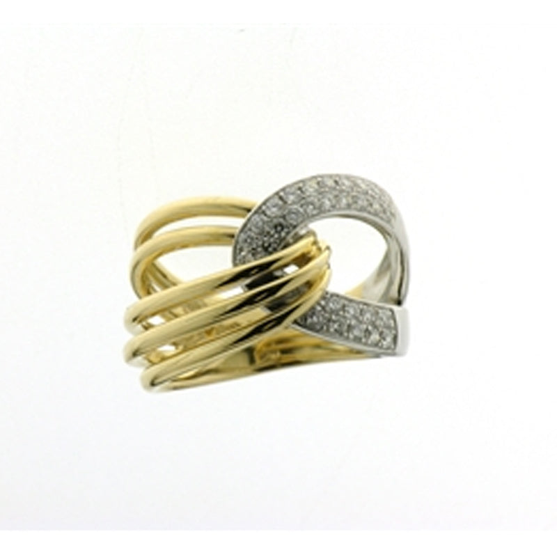 Bague anneaux multiples - Or Jaune et Blanc, Diamants (055294/A)