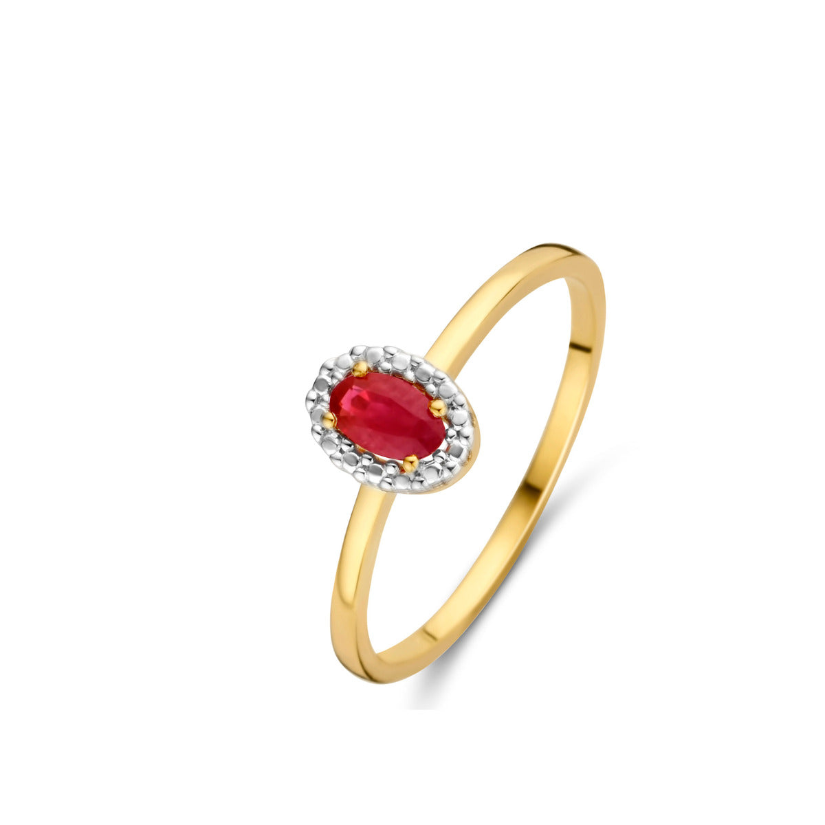 Bague entourage - Or Jaune et Blanc, Rubis (062080/R)