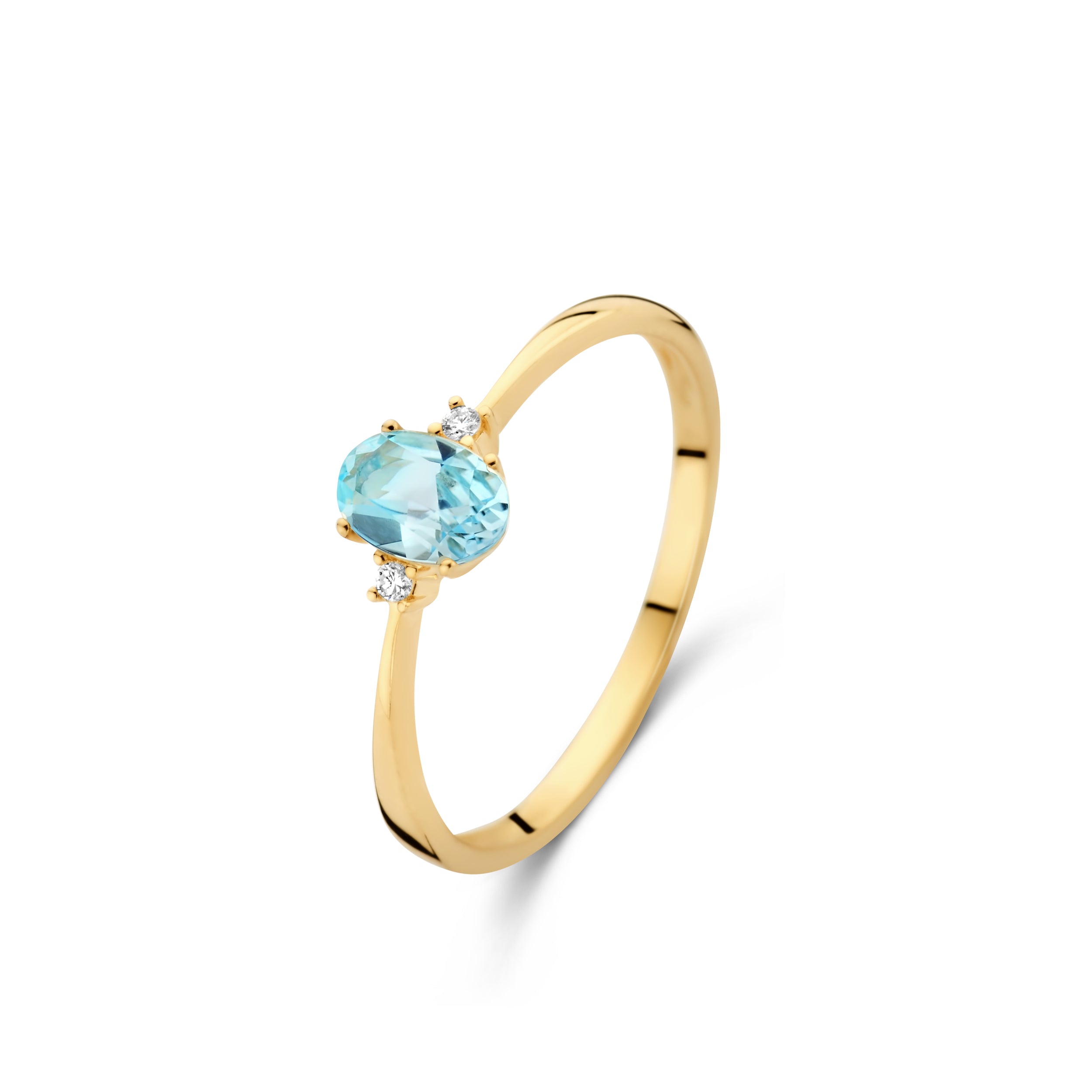 Bague avec motif - Or Jaune, Diamants et Topaze Sky Blue (064077/TA)