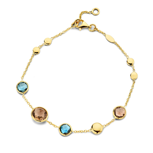 Bracelet avec motifs - Or Jaune , Topaze London Blue et Quartz Fumé (064246/TV)