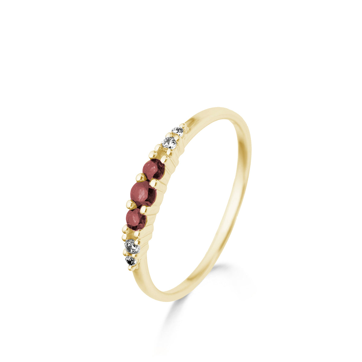 Bague avec motif - Or Jaune, Diamants et Rubis (064792/RA)