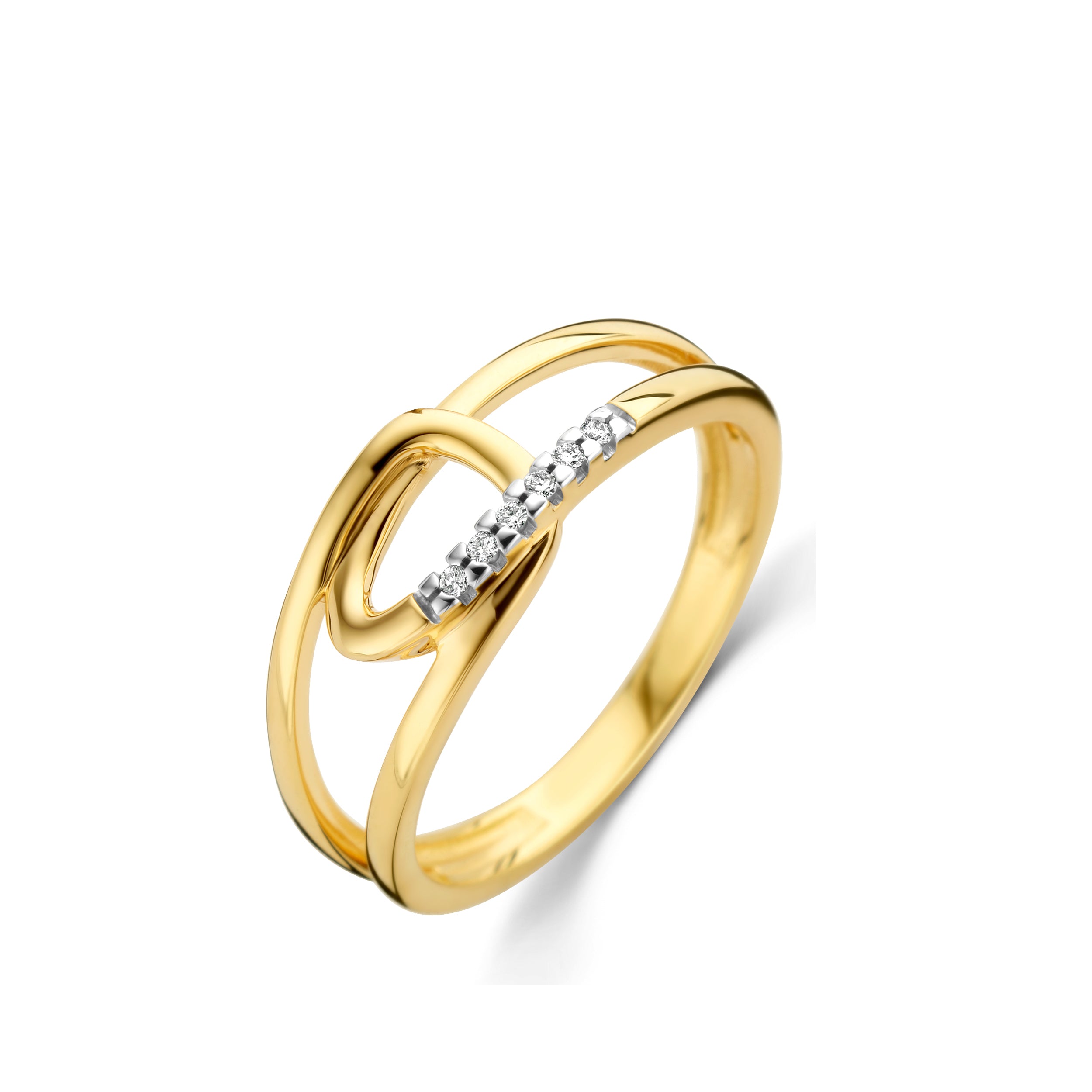 Bague multiples anneaux - Or Jaune et Blanc, Diamants (065601/A)
