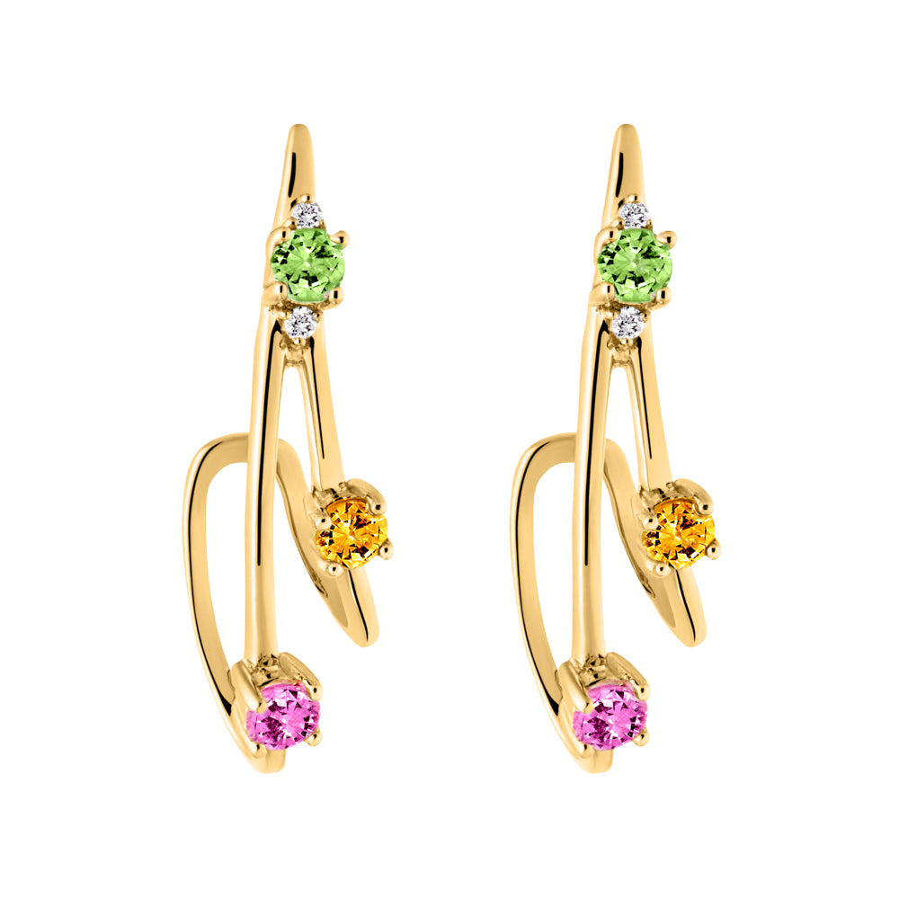Boucles d'oreilles Garel Baia - Or Jaune, Saphirs Multicolores et Diamants (75ZC04VJ)