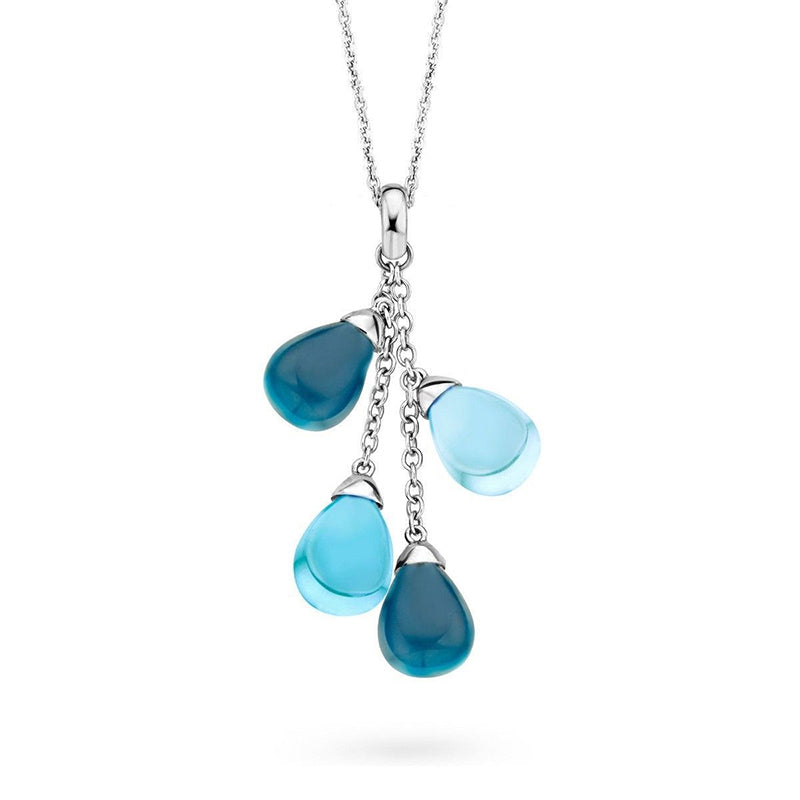 Pendentif One More - Pantelleria Or Blanc, Topazes Bleues (051420T)