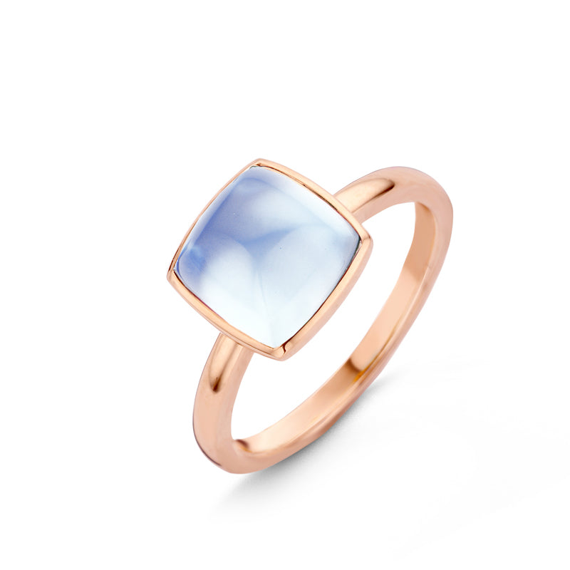 Bague One More - Pantelleria Or Rose, Calcédoine Bleue (051576C)