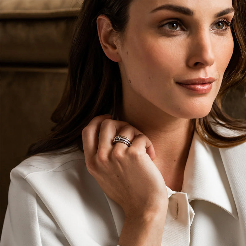 Bague TI SENTO - Argent Bicolore Doré, Zircons (12094ZY)