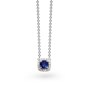 Collier One More - Salina Or Blanc, Saphir Bleu et Diamants (047524SA)