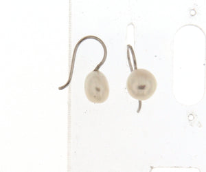 Boucles d'oreilles crochet - Or Blanc et Perle (051685P)