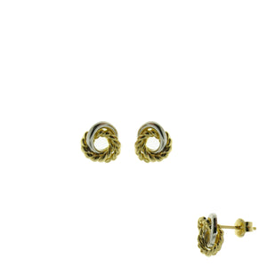 Boucles d'oreilles contre l'oreille - Or Jaune et Blanc (053399)