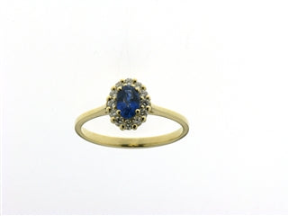 Bague avec motif - Or Jaune, Diamants et Saphir bleu (055759SA)