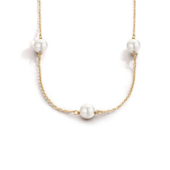 Collier avec motif - Or Jaune et Perles (058166P)