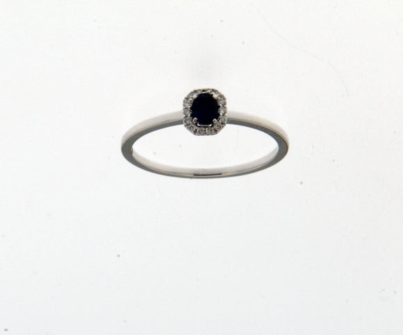 Bague avec motif - Or Blanc, Diamants et Saphir bleu (059170SA)
