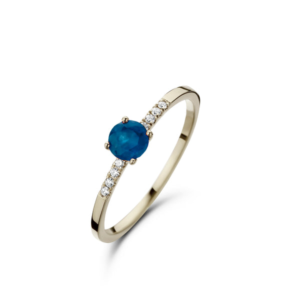 Bague avec motif - Or Blanc, Diamants et Saphir bleu (061658SA)
