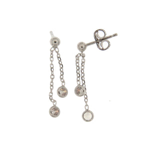 Boucles d'oreilles pendantes - Or Blanc, Zircons (062146Z)