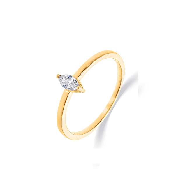 Bague solitaire - Or Jaune, Diamants (063816A)