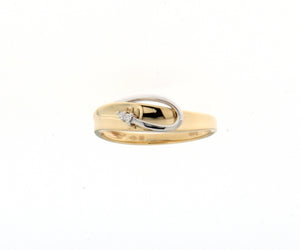 Bague avec motif - Or Jaune et Blanc, Diamants (064813A)