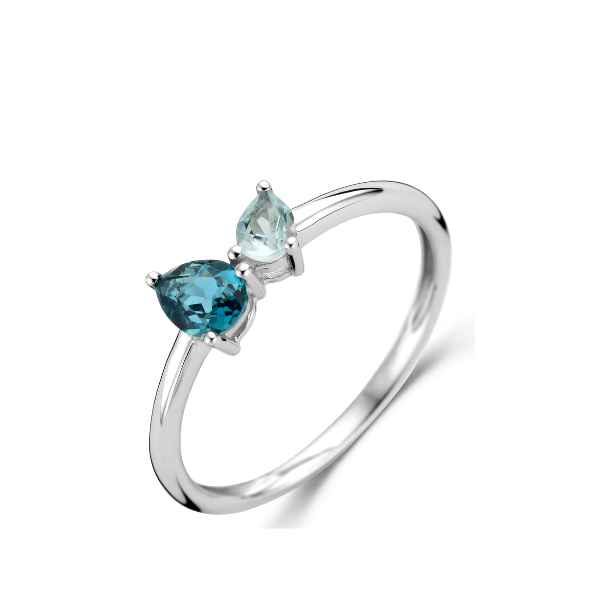 Bague avec motif - Or Blanc, Topazes bleues (065892T)