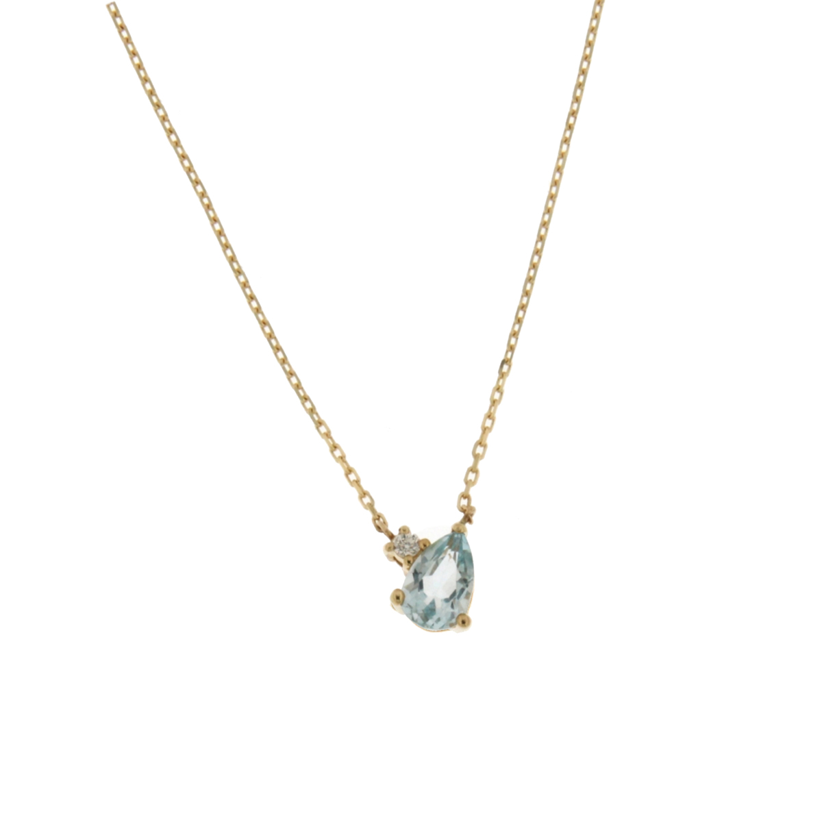 Collier avec motifs - Or Jaune ,Topaze bleue et Diamant (066488TA)