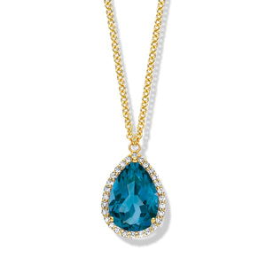 Collier One More - Etna Or Jaune, Topaze London Blue et Diamants (066546TA)