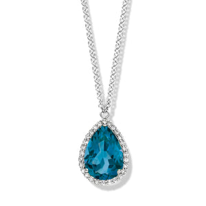 Collier One More - Etna Or Blanc, Topaze London Blue et Diamants (066547TA)
