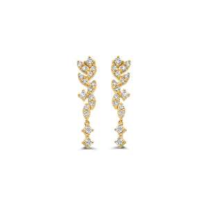 Boucles d'oreilles pendantes - Or Jaune et Diamants (067207A)