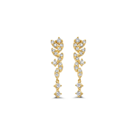 Boucles d'oreilles pendantes - Or Jaune et Diamants (067207A)