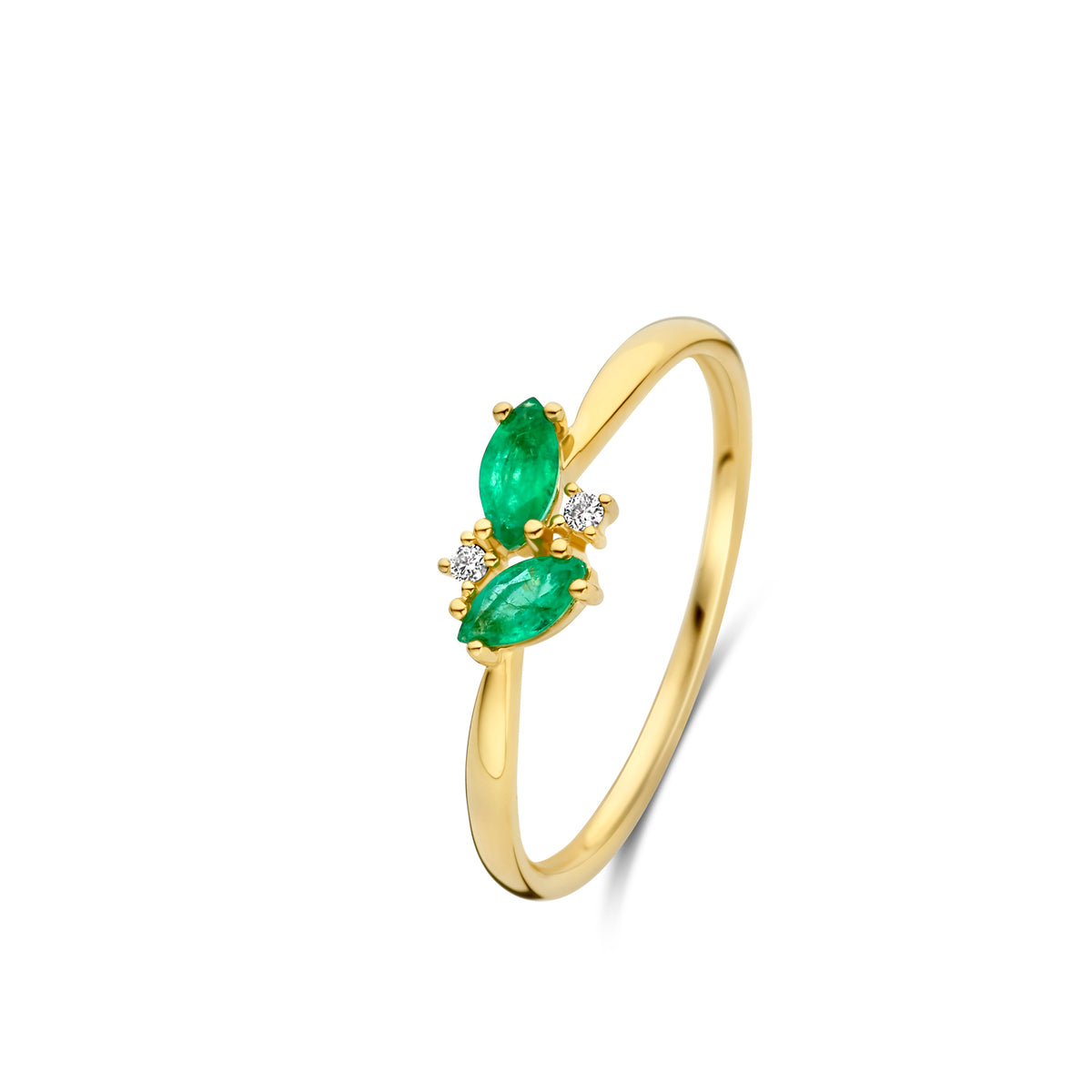 Bague avec motif - Or Jaune, Diamants et Emeraude (067213EA)