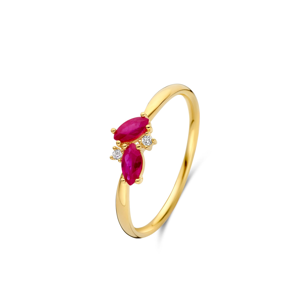 Bague avec motif - Or Jaune, Diamants et Rubis (067213RA)