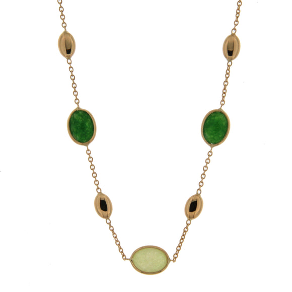 Collier avec motif - Or Jaune et Quartz vert clair et foncé (067340DQ)