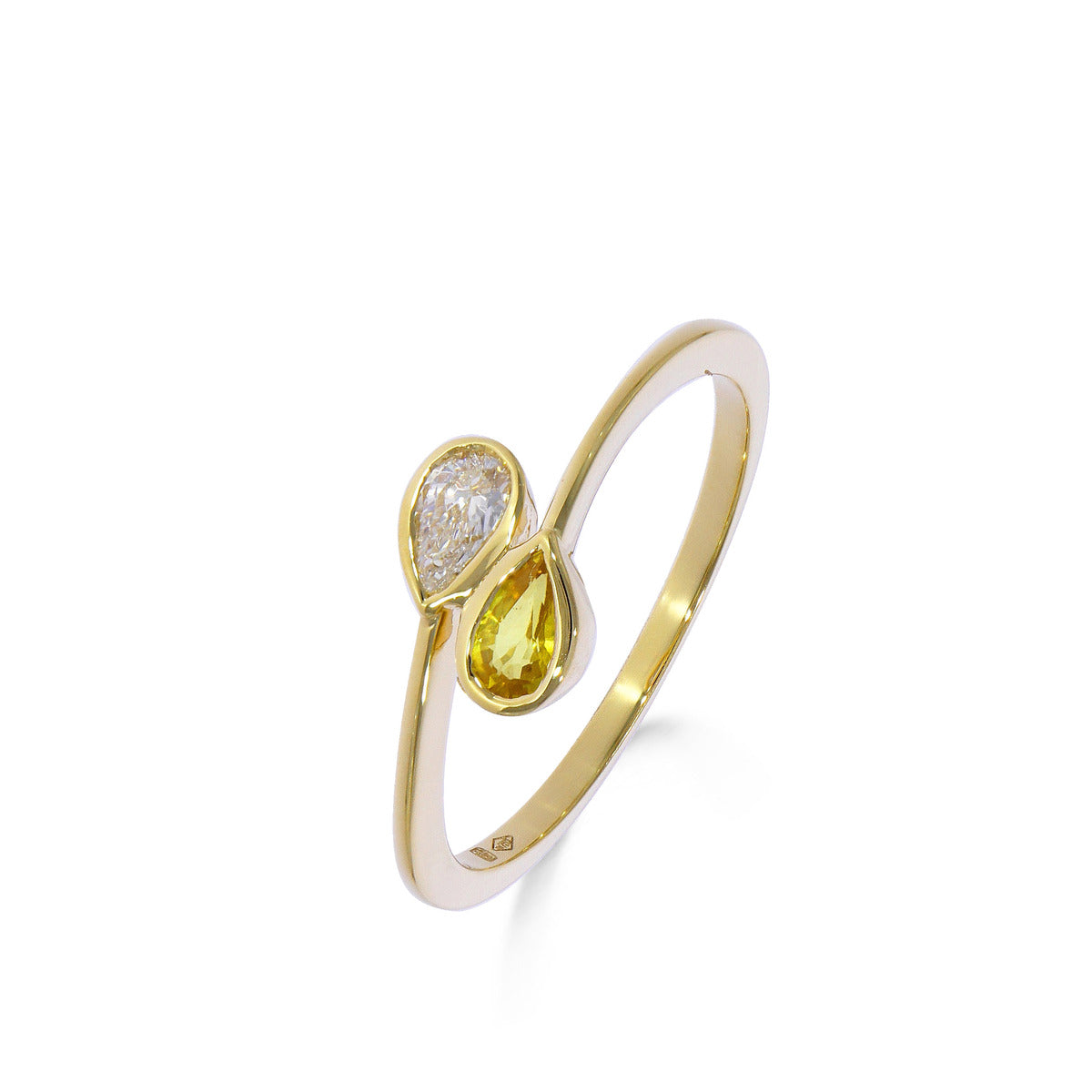 Bague avec motif - Or Jaune, Diamants et Saphir Jaune (067373JA)