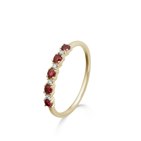 Bague avec motif - Or Jaune, Diamants et Rubis (067930RA)