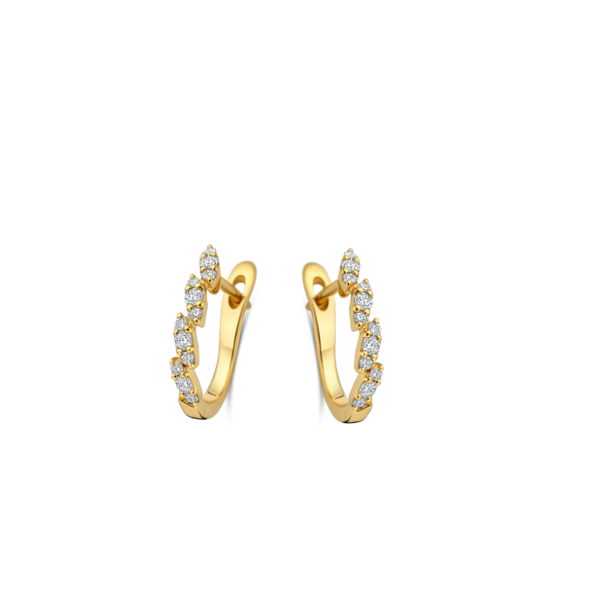 Boucles d'oreilles créoles - Or Jaune, Diamants (070072A)