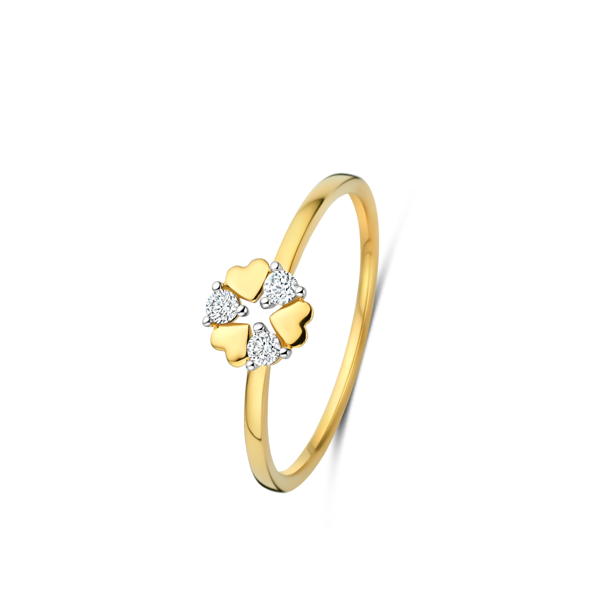 Bague avec motif cœur - Or Jaune, Diamants (070179A)