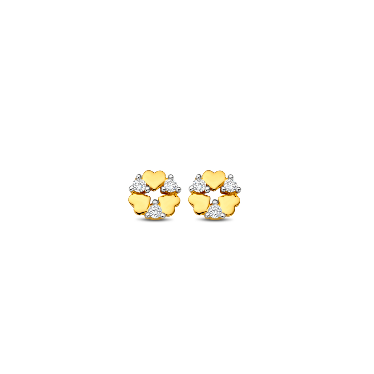 Boucles d'oreilles motif cœur - Or Jaune, Diamants (070181A)