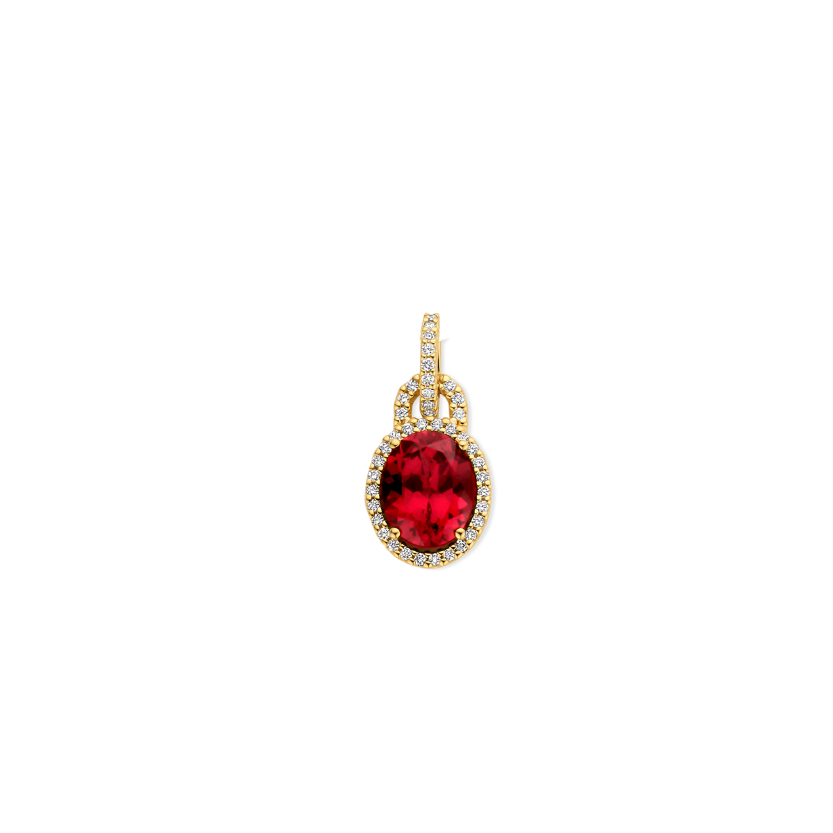 Pendentif motif - Or Jaune, Rhodolite et Diamants (070210RA)