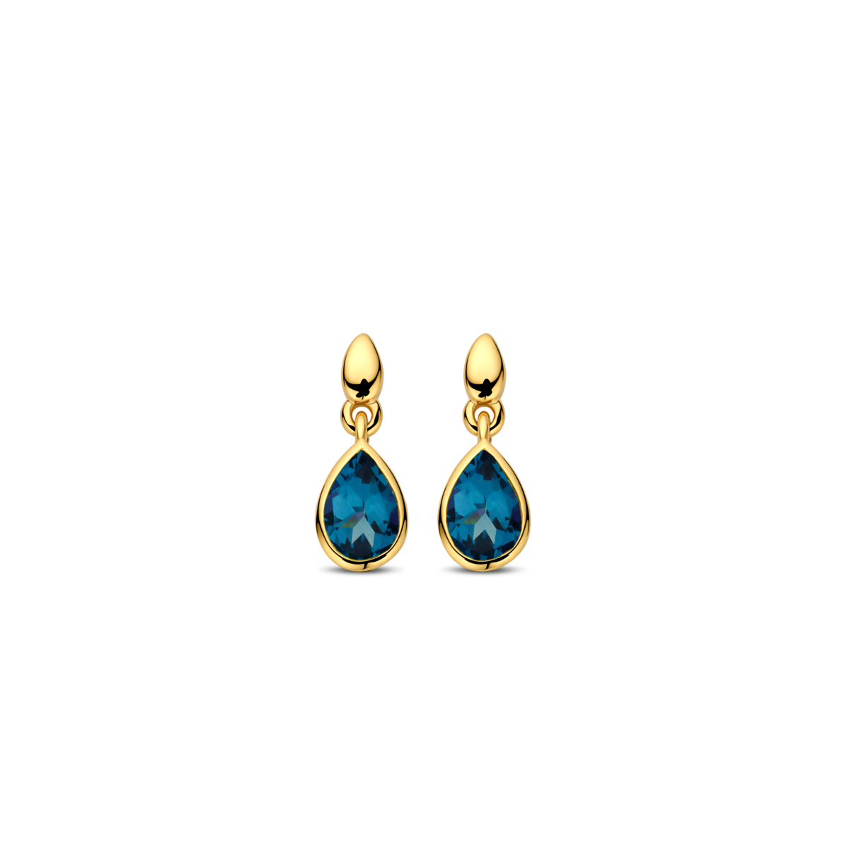 Boucles d'oreilles - Or Jaune, Topaze London Blue (070217T1)