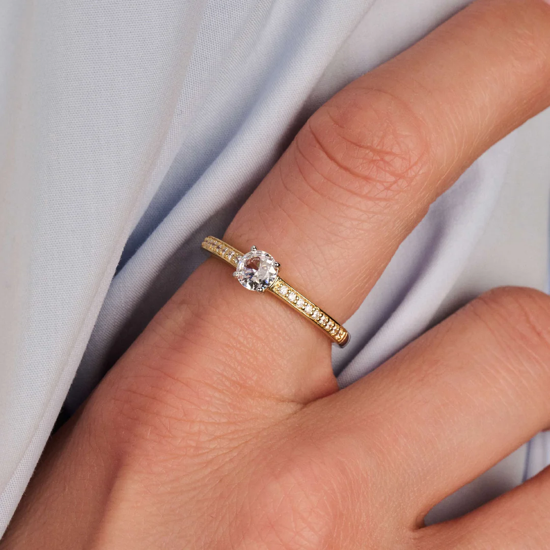 Bague TI SENTO - Argent Bicolore Doré, Zircons (12109ZY)