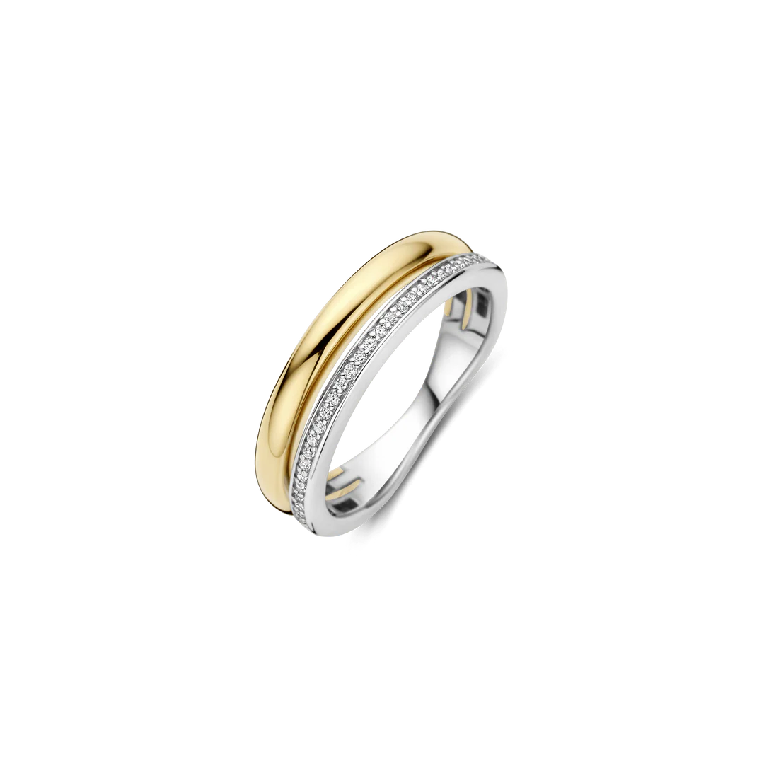Bague TI SENTO - Argent Bicolore Doré, Zircons (12392ZY)