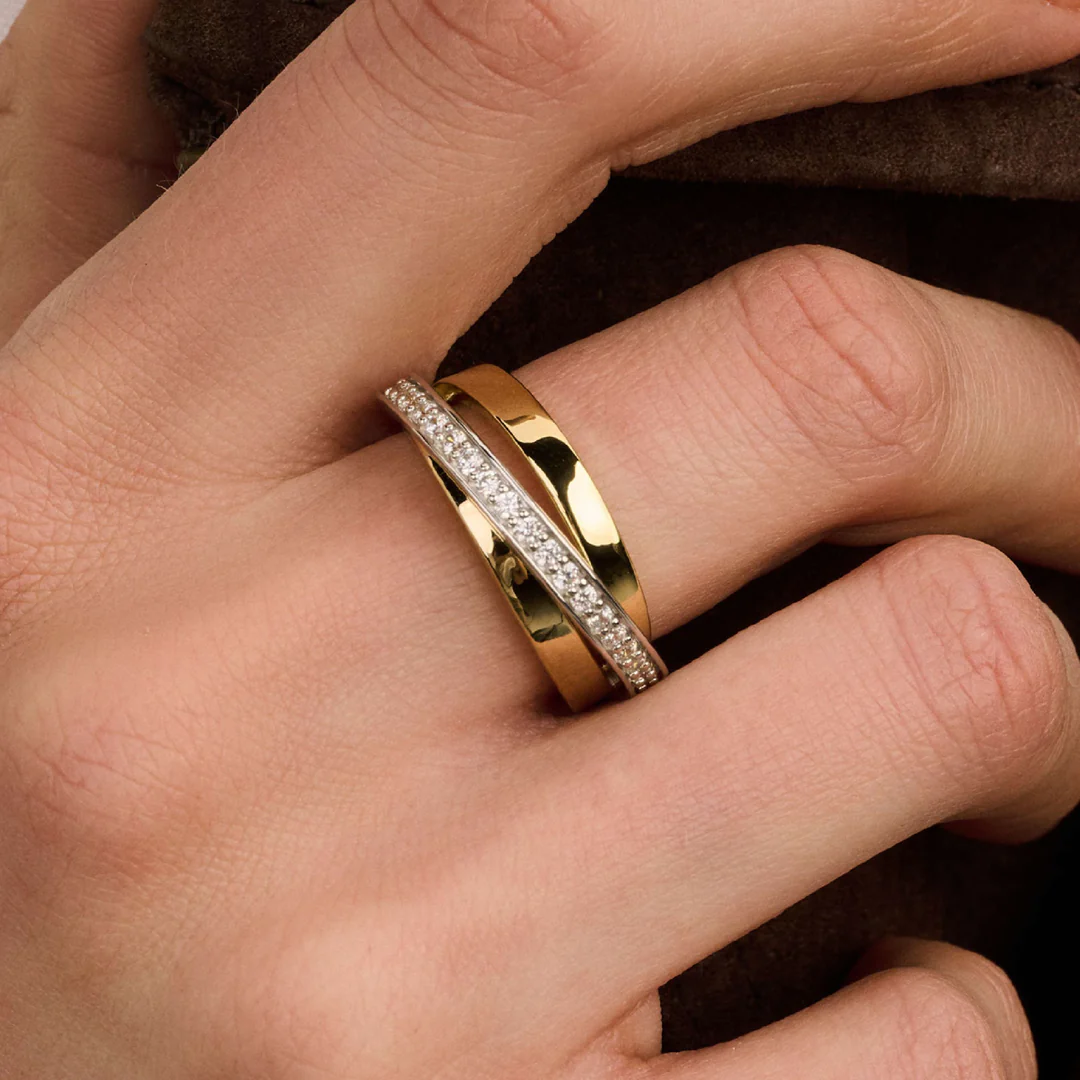 Bague TI SENTO - Argent Bicolore Doré, Zircons (12405ZY)