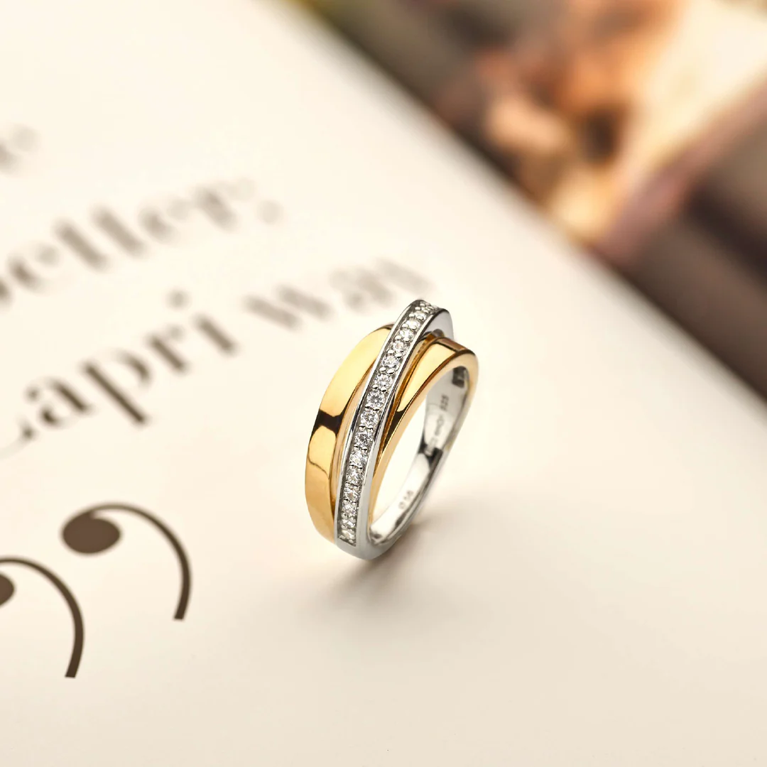 Bague TI SENTO - Argent Bicolore Doré, Zircons (12405ZY)