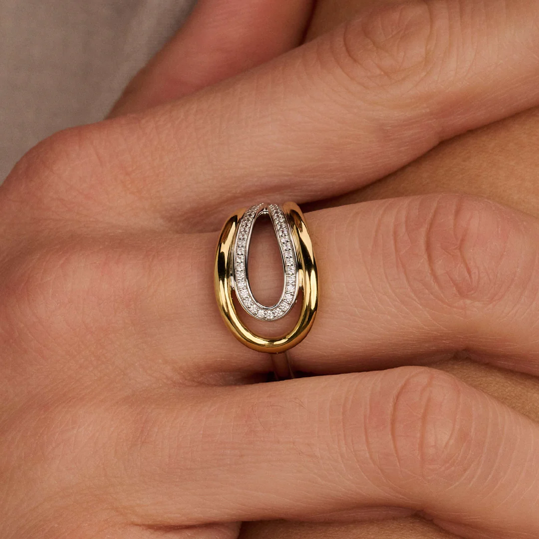 Bague TI SENTO - Argent Bicolore Doré, Zircons (12408ZY)