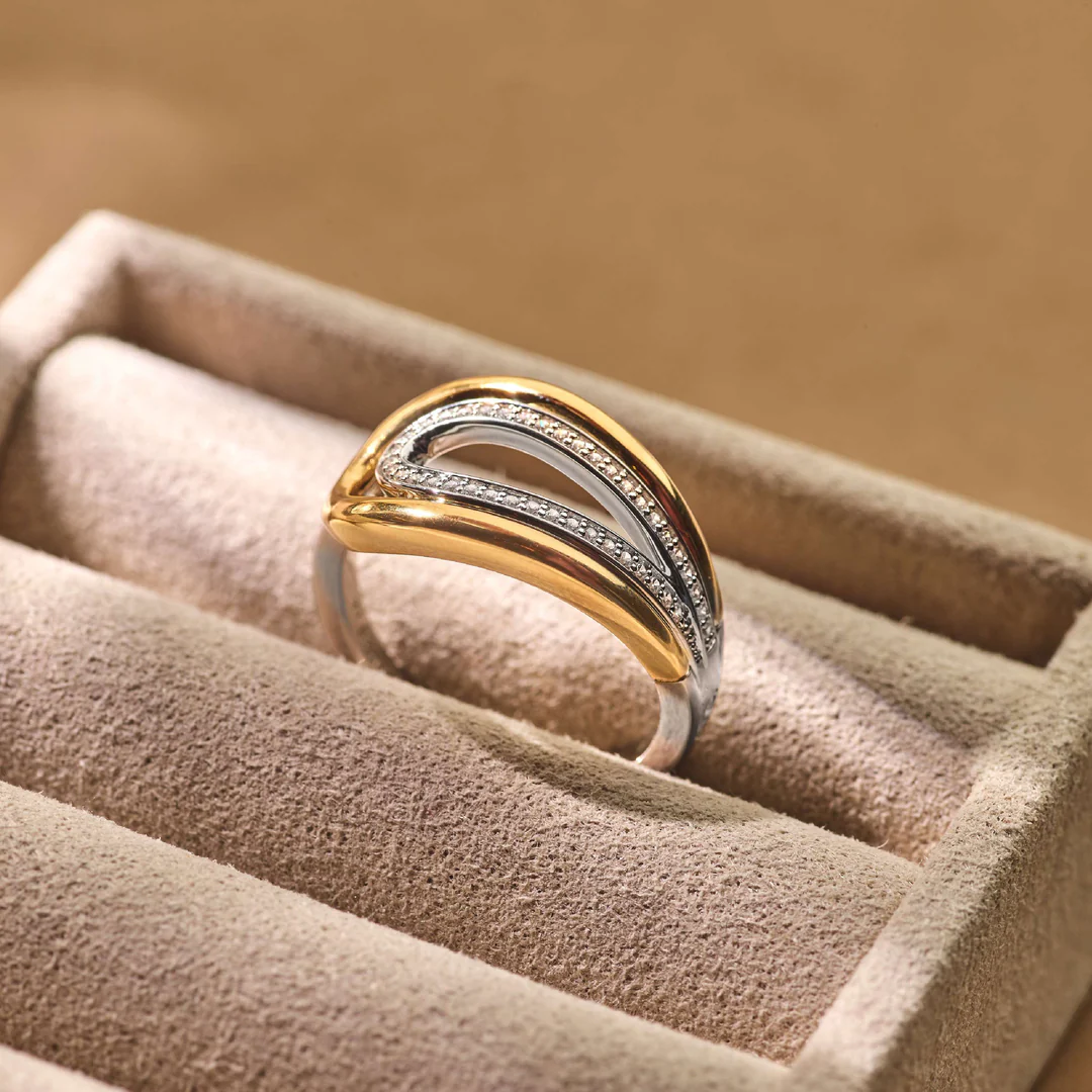 Bague TI SENTO - Argent Bicolore Doré, Zircons (12408ZY)