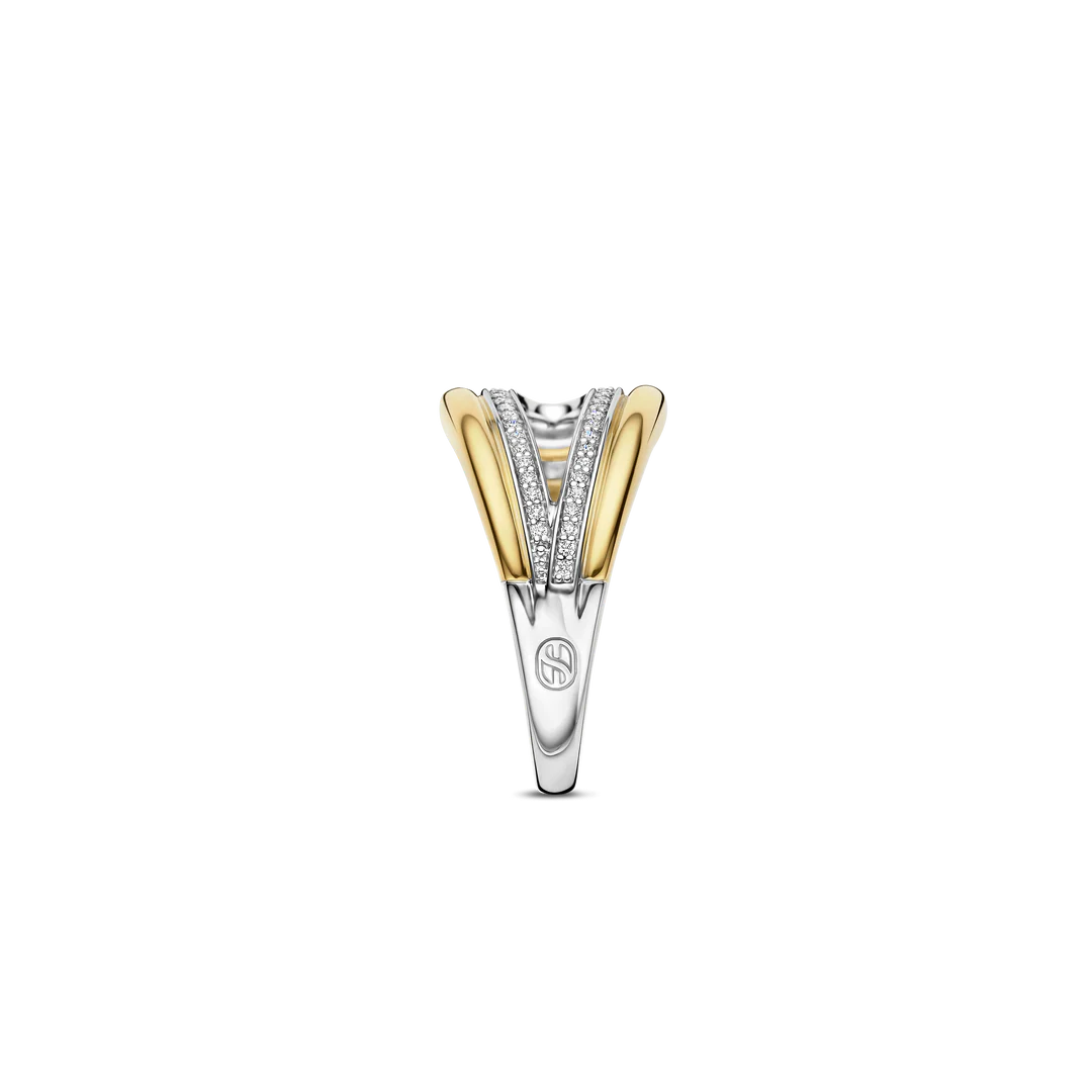 Bague TI SENTO - Argent Bicolore Doré, Zircons (12408ZY)