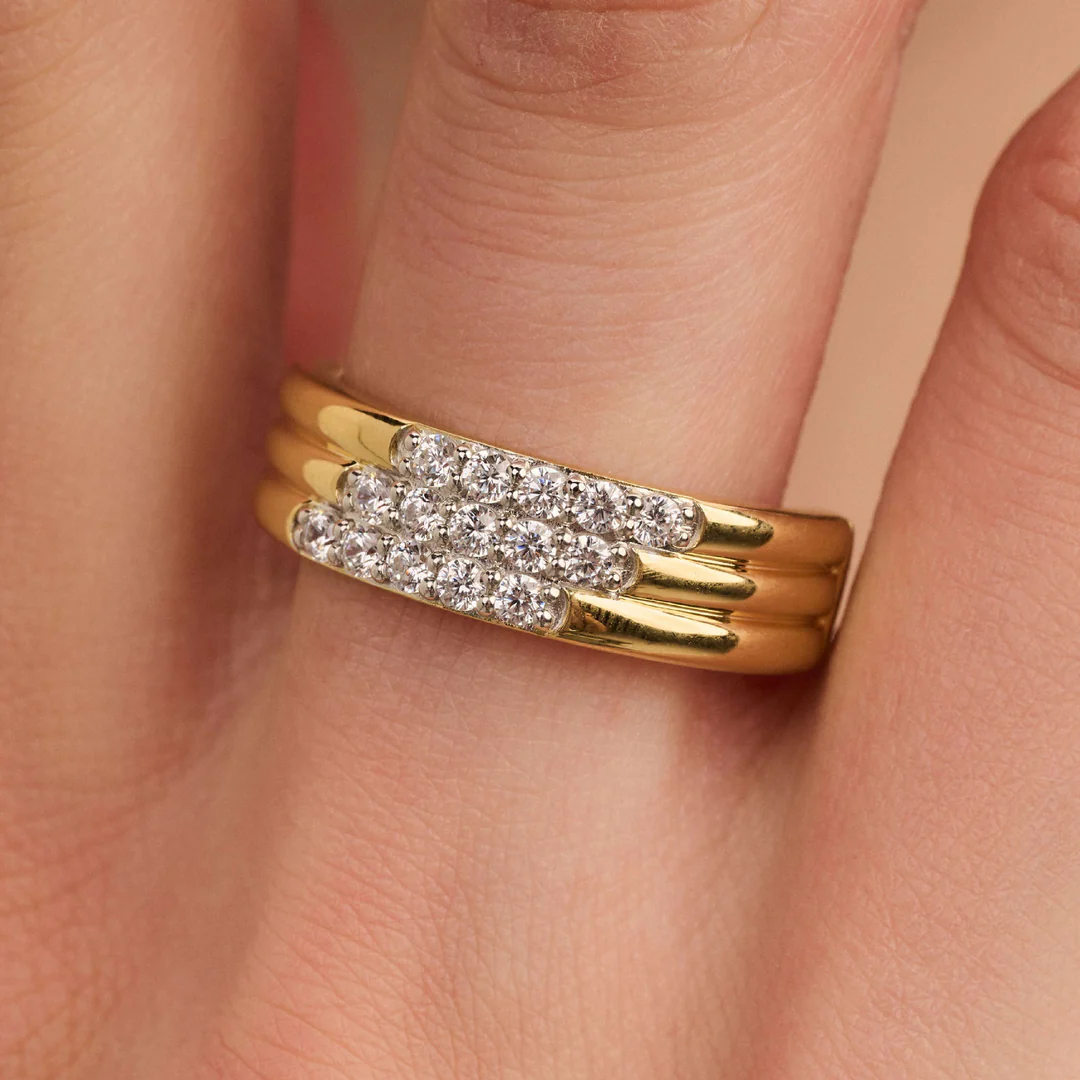 Bague TI SENTO - Argent Bicolore Doré, Zircons (12411ZY)
